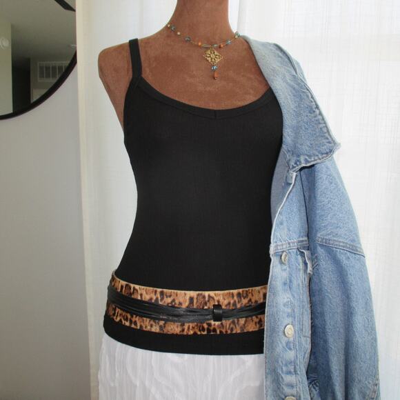 Per Se By Carlisle Leopard Cinch Belt Genuine Leather Obi Wrap Tassel Belt Small main image 4